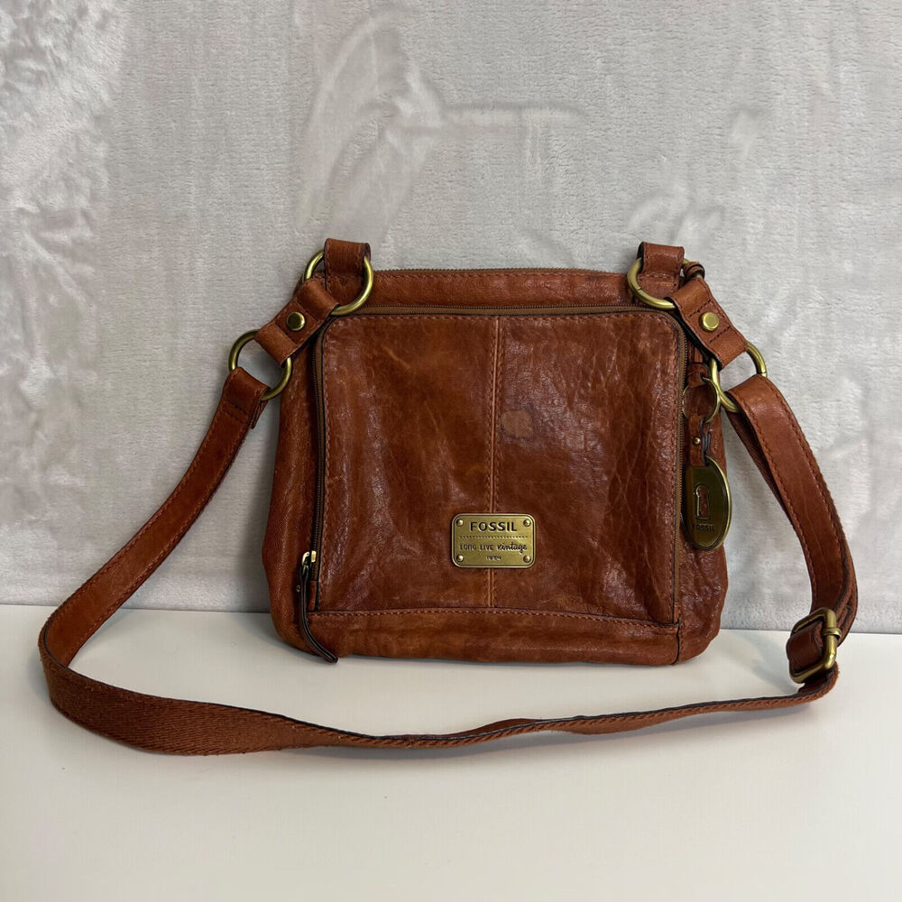 Fossil Purse Long Live Vintage Handbag Leather Crossbody Messenger Shoulder Bag